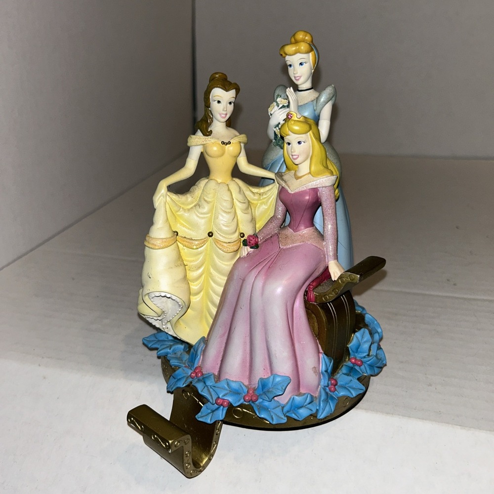 Disney Princess Holiday Stocking Hanger Holder Cinderella Belle Aurora Gold Base